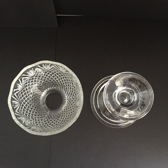 Fairy Lamp Clear Glass Pineapple Diamond Point Vintage Footed 2-Piece 6.75" EUC - Picture 3 of 8